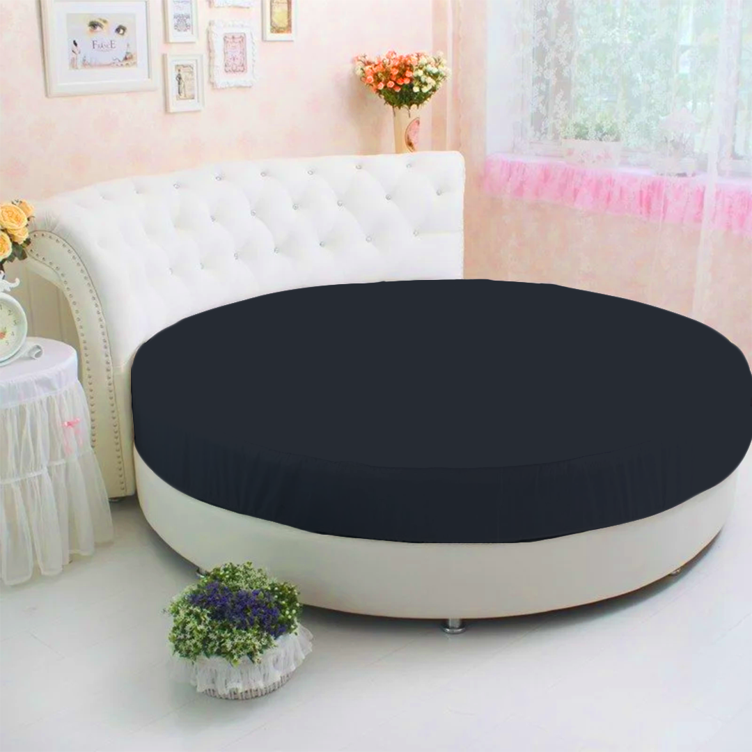 Navy Blue Round Fitted Bed Sheet Only