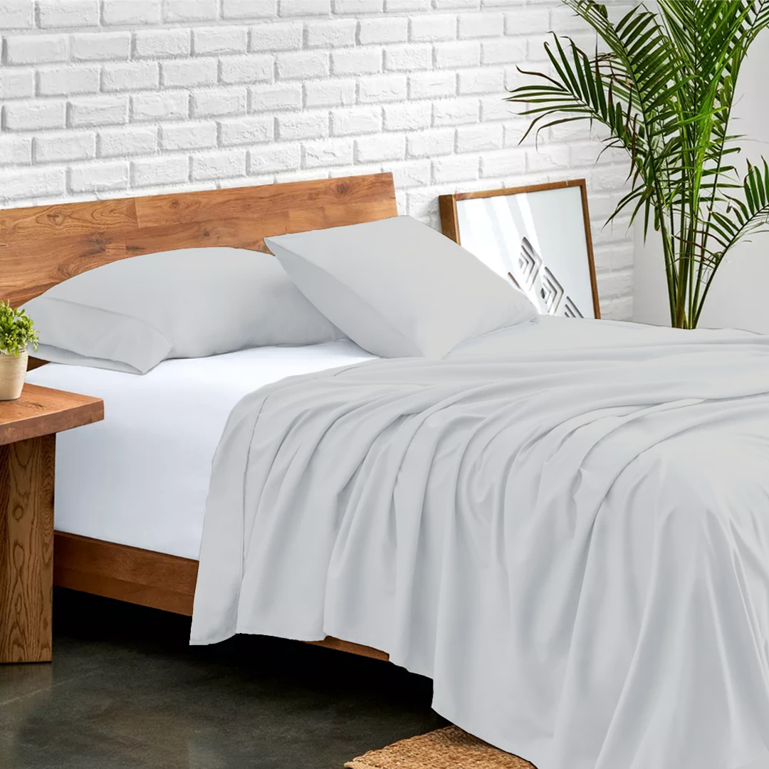Light Grey Flat Bed Sheet with Pillowcase