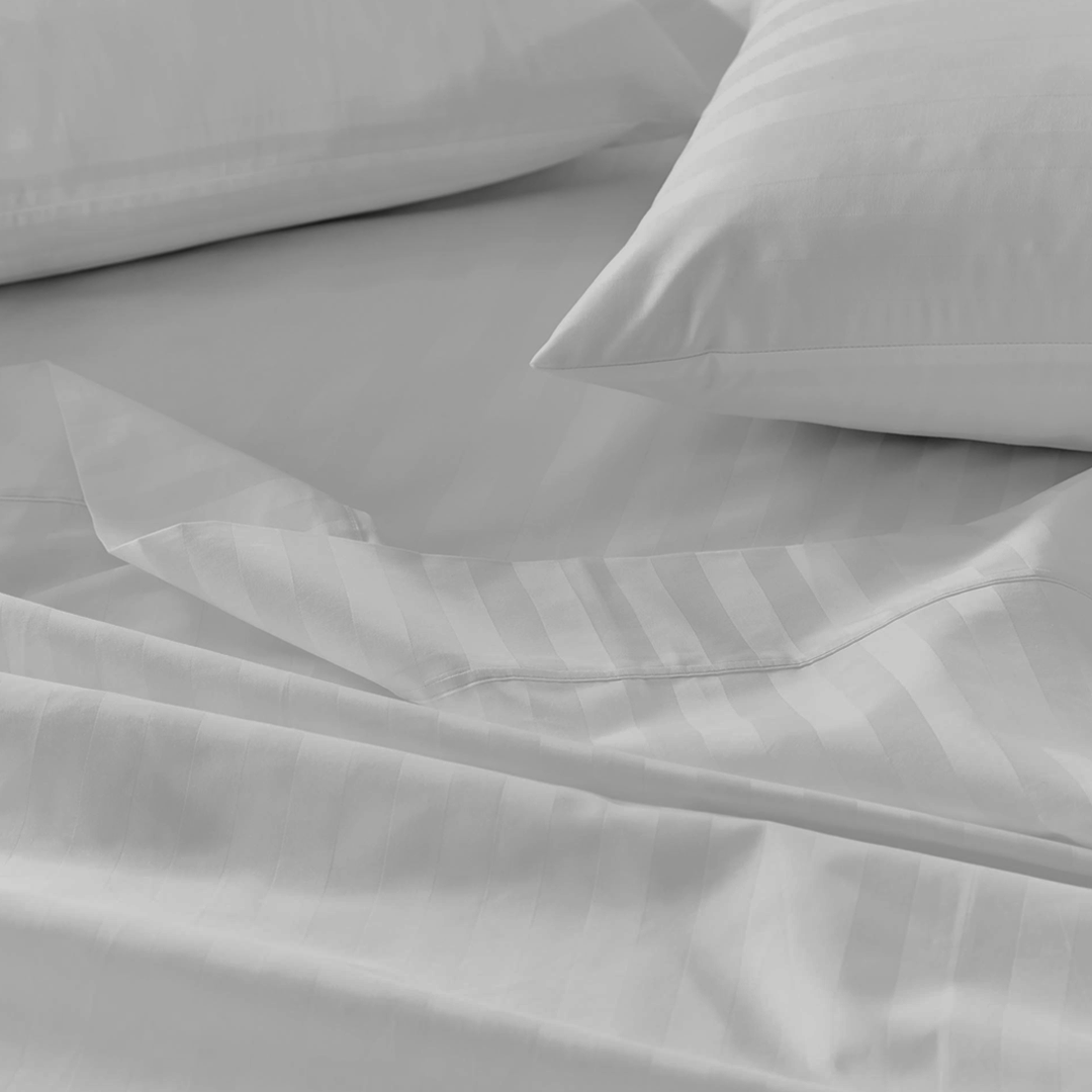 Light Grey Stripe Bed Sheets - ( 4-Piece )