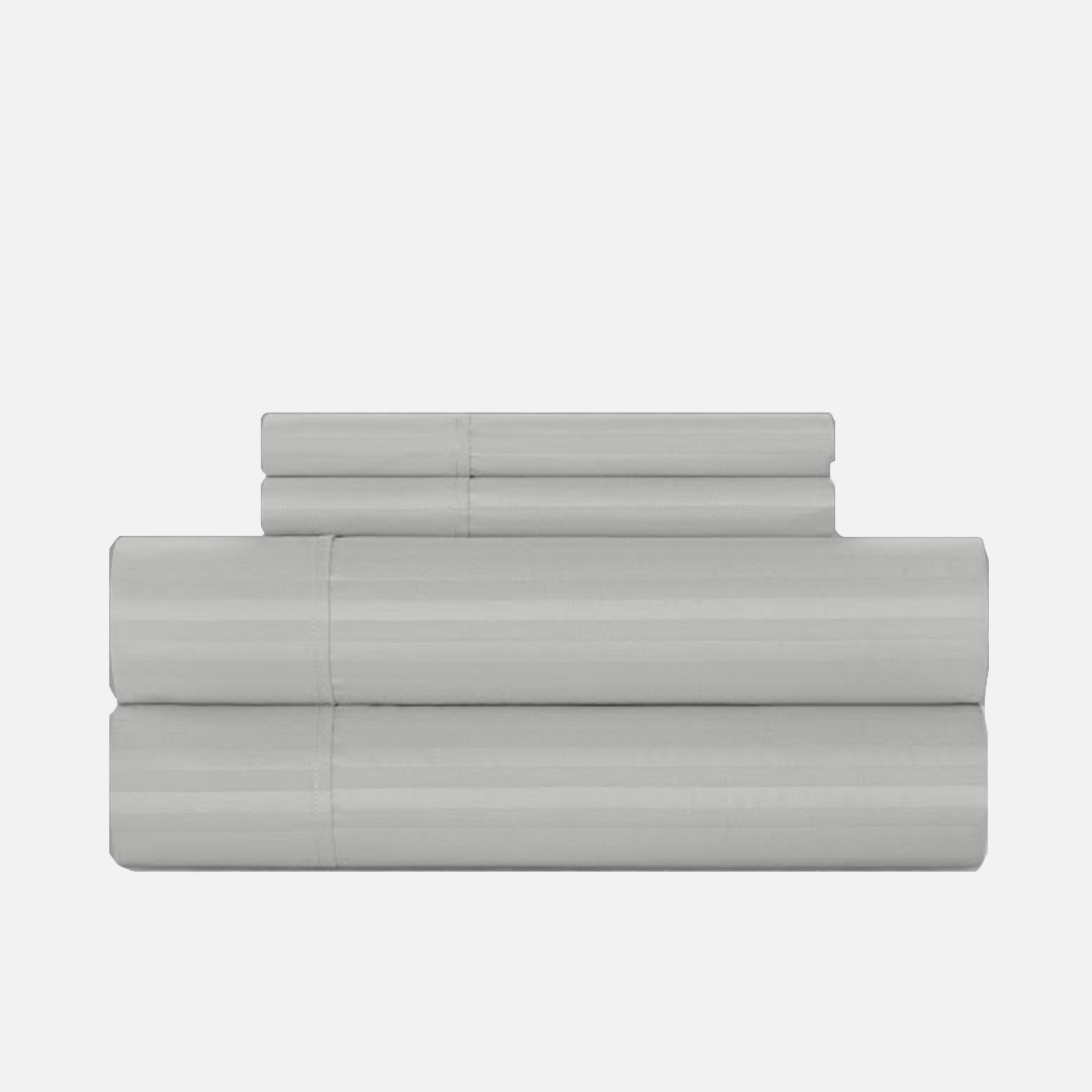 Light Grey Stripe Bed Sheets - ( 4-Piece )