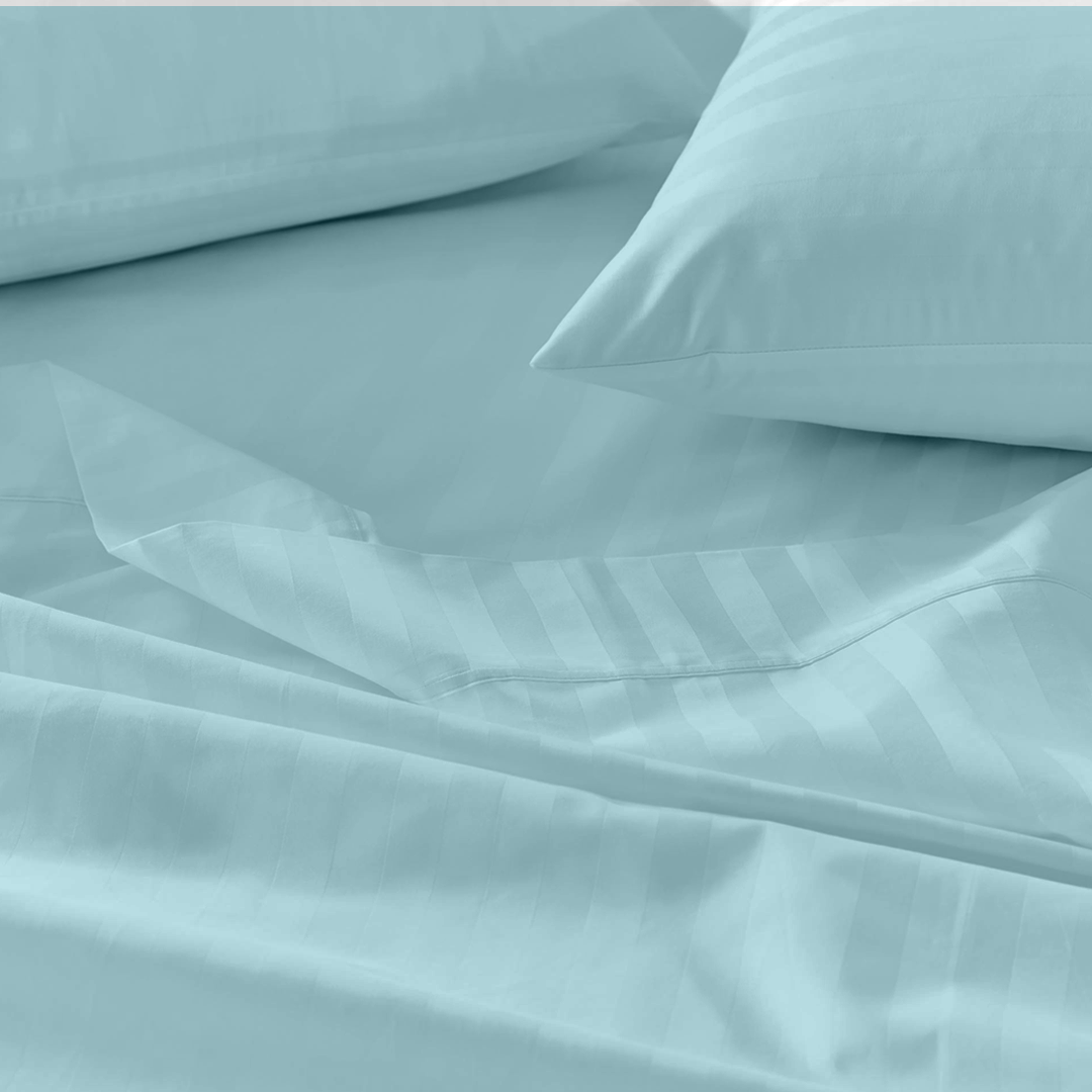 Light Blue Stripe Bed Sheets - ( 4-Piece )