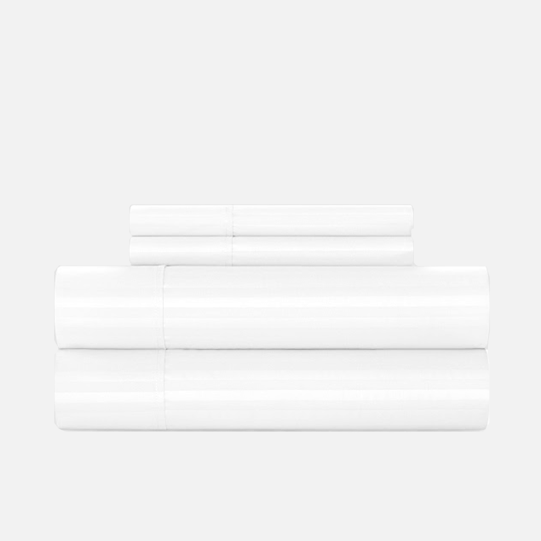 White Stripe Bed Sheets- ( 4-Piece )